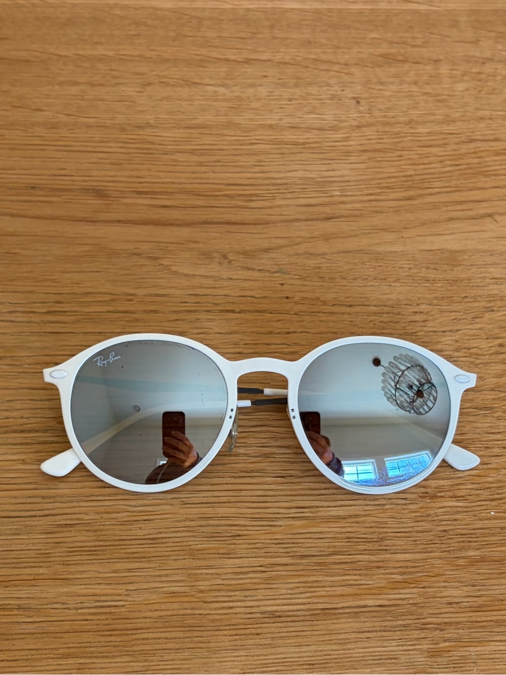 Ray-Ban  light ray White Frame Sunglasses with Mirrored Silver Lenses
